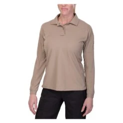 Women's Vertx Coldblack Long Sleeve Polo Tan