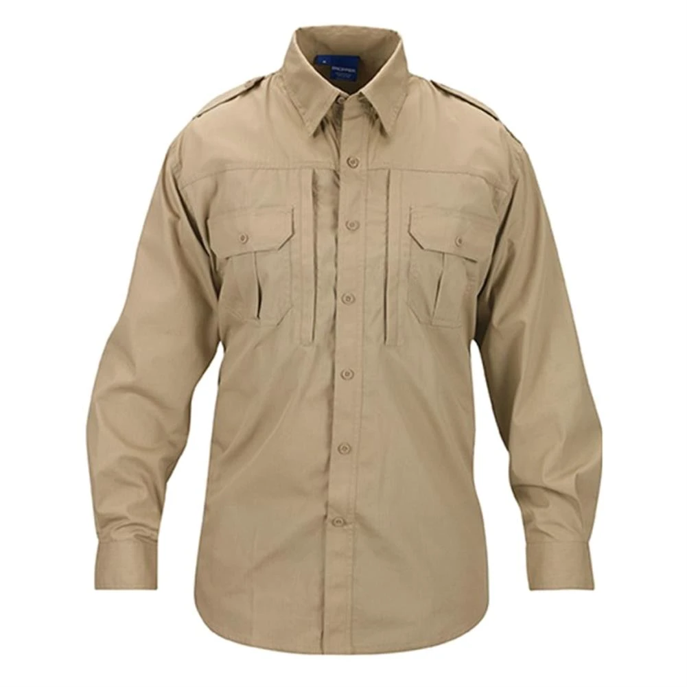 Men's Propper Lightweight Long Sleeve Tactical Dress Shirts Khaki - Image 2