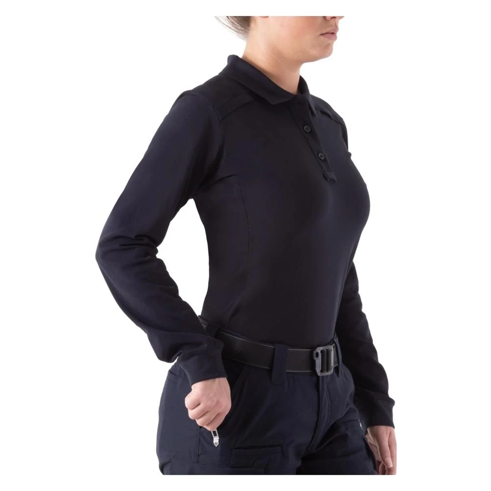 Women's First Tactical Long Sleeve Polo Navy~2 - Image 4